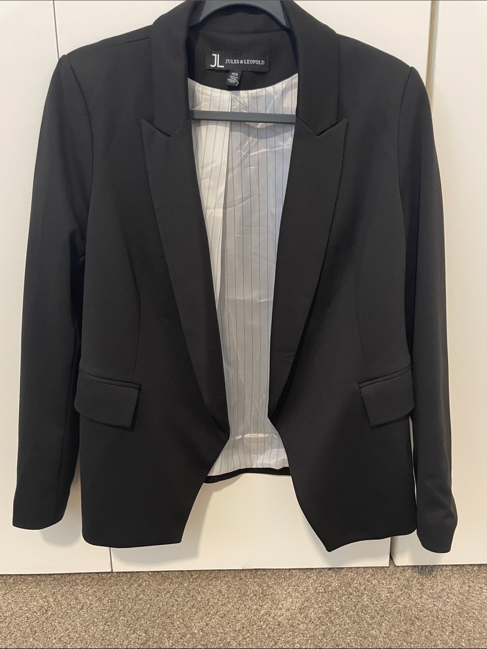Jules & Leopold Black Women's Open-Front Tailored Blazer